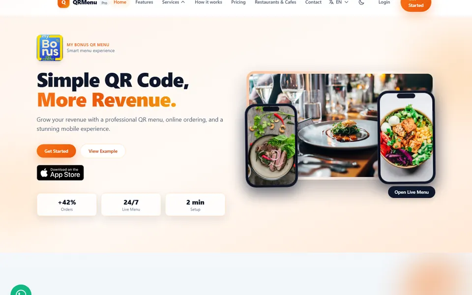 PreisMenu web sitesi ana sayfası